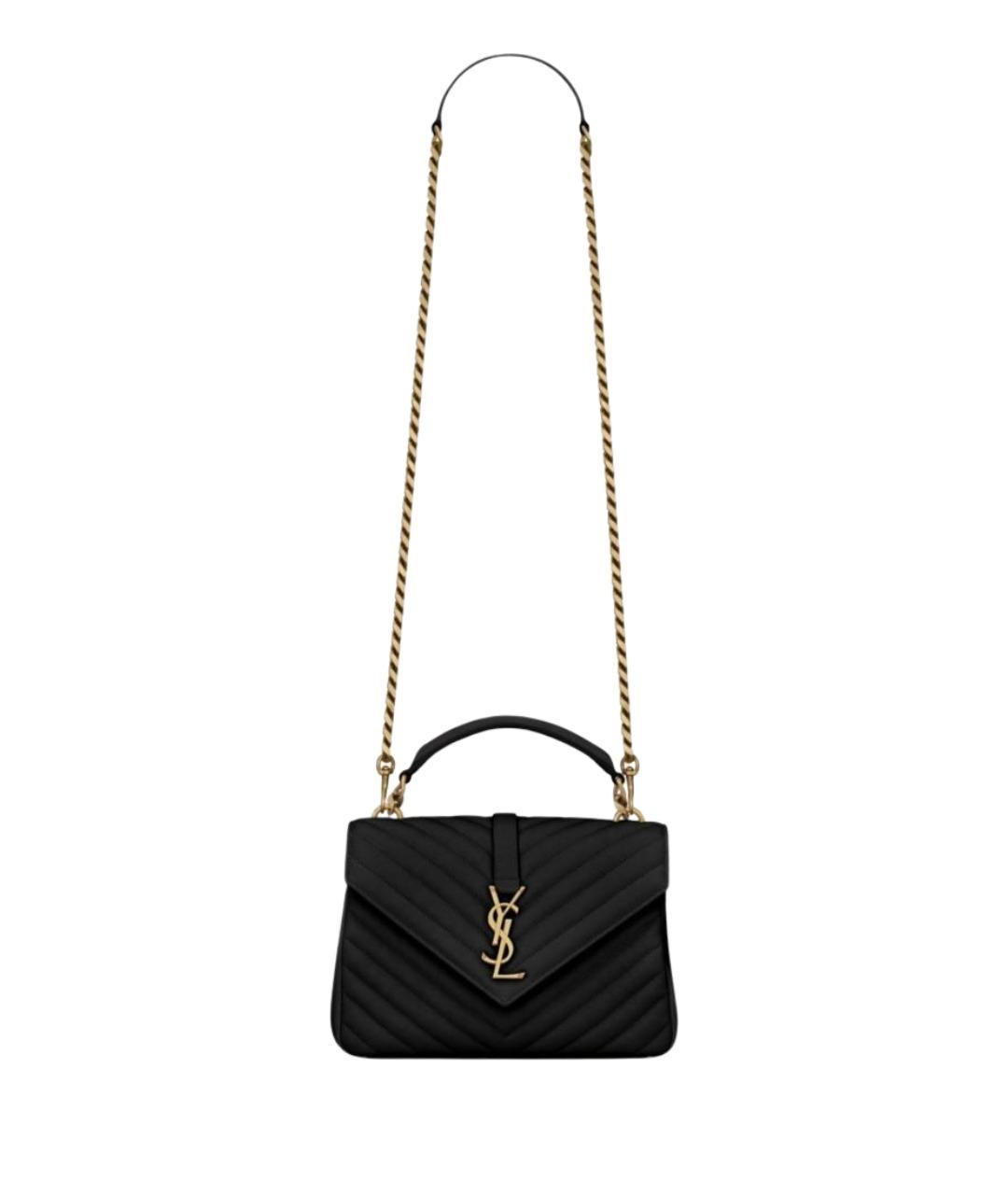 SAINT LAURENT Черная кожаная сумка с короткими ручками, фото 1