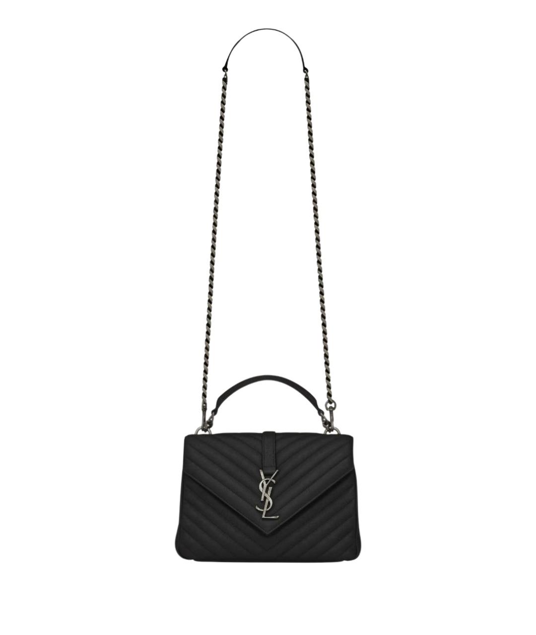 SAINT LAURENT Черная кожаная сумка с короткими ручками, фото 1