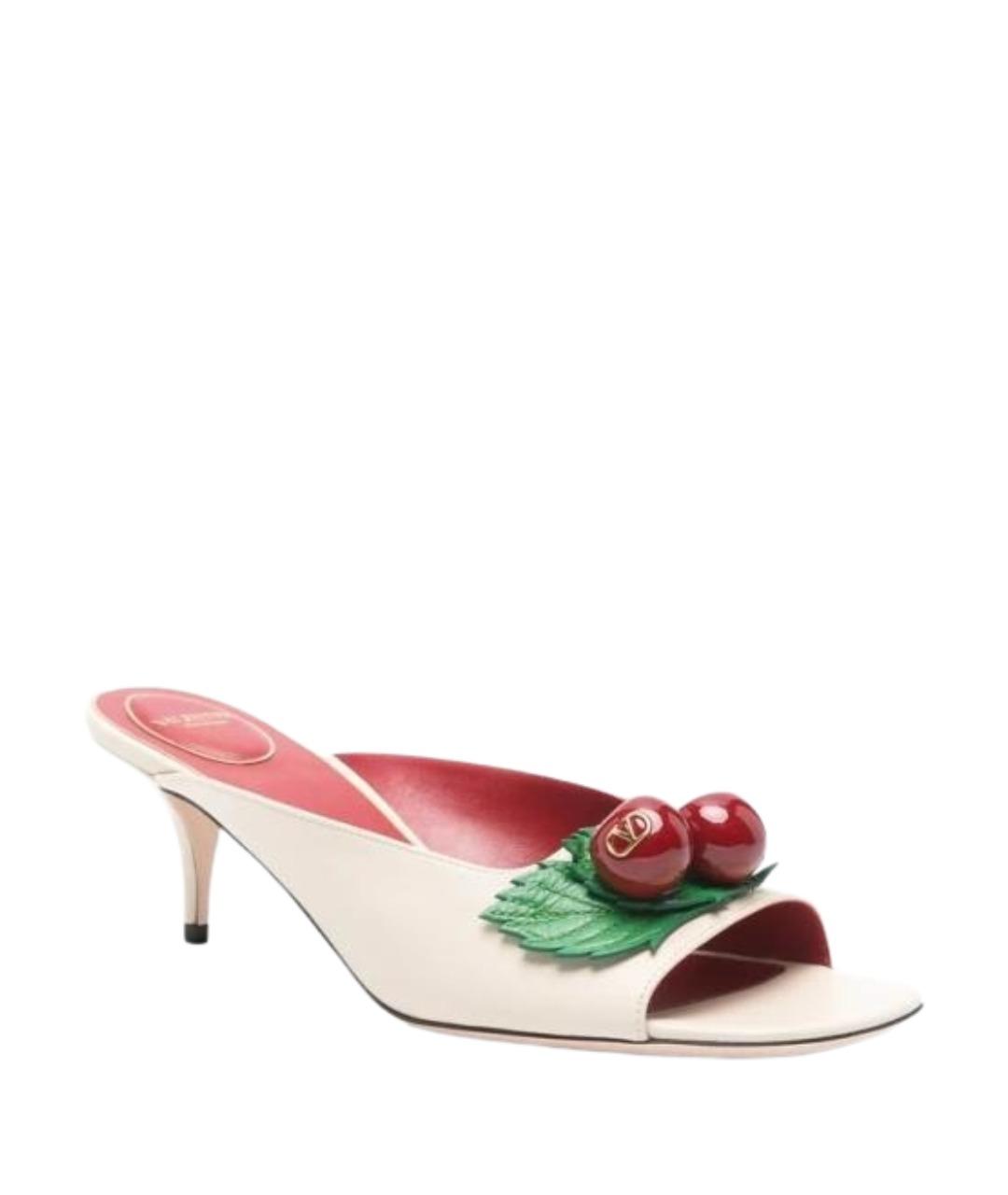 VALENTINO Бежевые кожаные мюли, фото 3