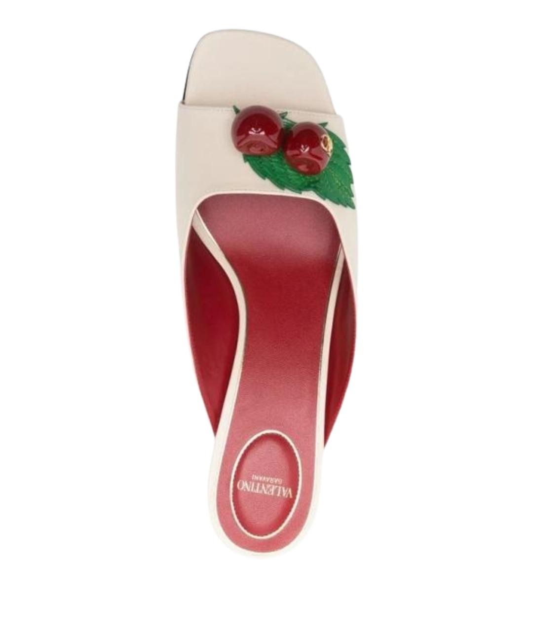 VALENTINO Бежевые кожаные мюли, фото 4