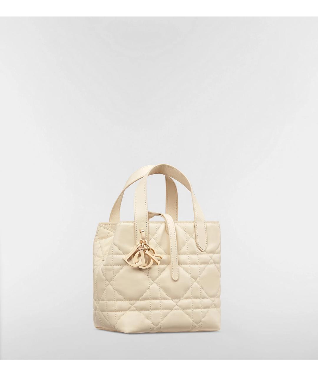 CHRISTIAN DIOR Бежевая кожаная сумка с короткими ручками, фото 8