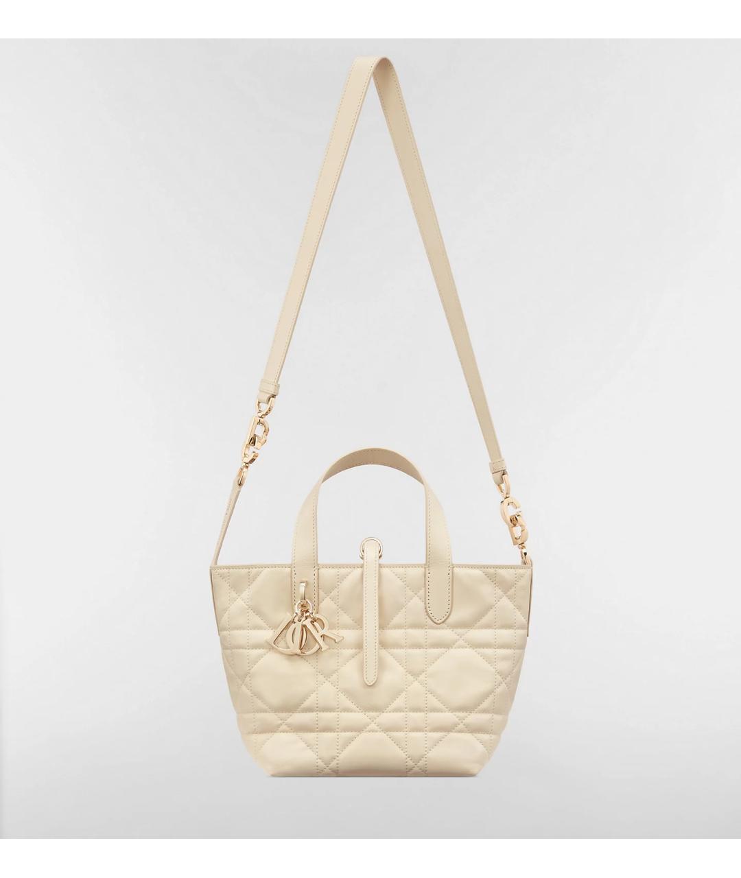 CHRISTIAN DIOR Бежевая кожаная сумка с короткими ручками, фото 6