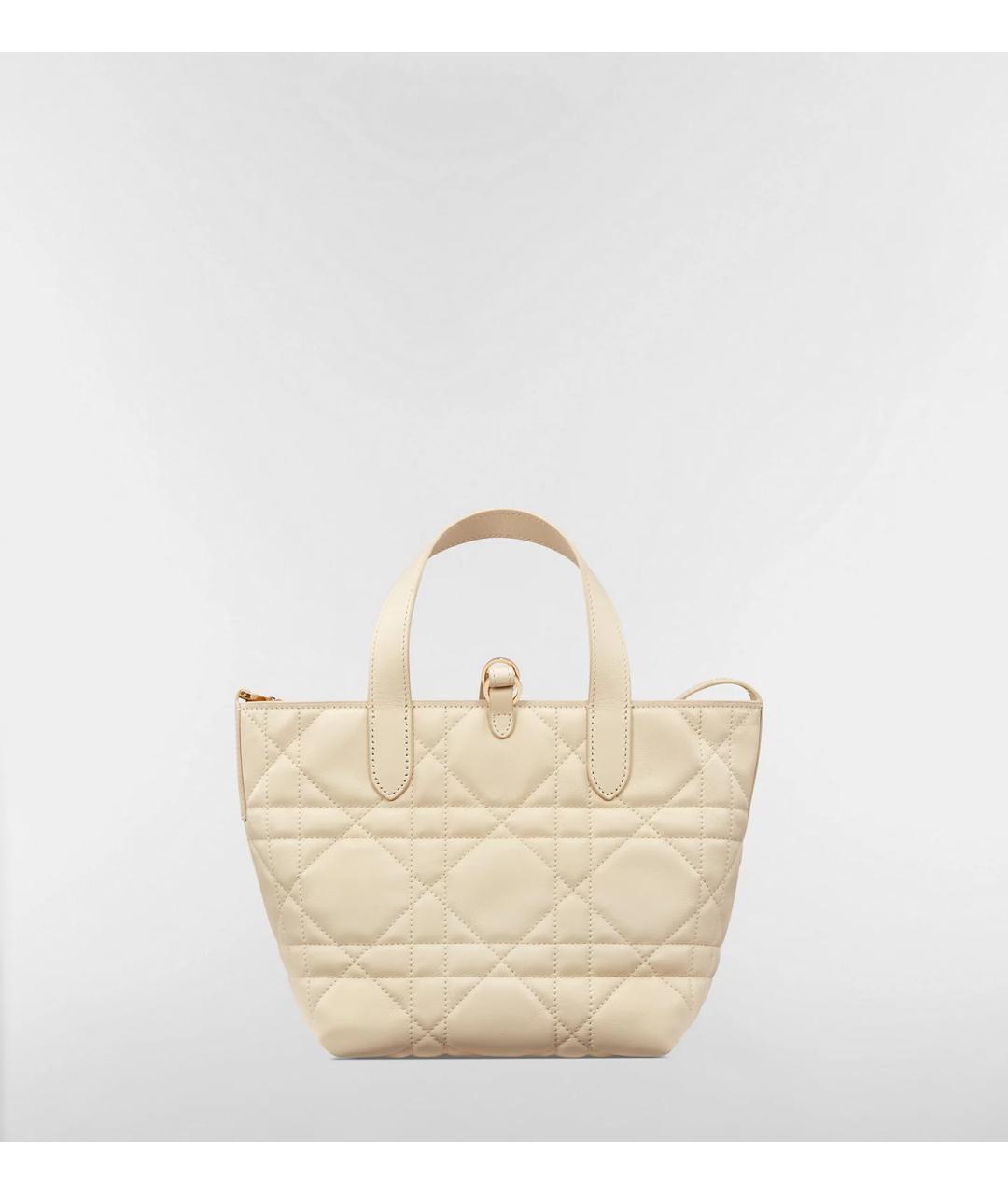 CHRISTIAN DIOR Бежевая кожаная сумка с короткими ручками, фото 3