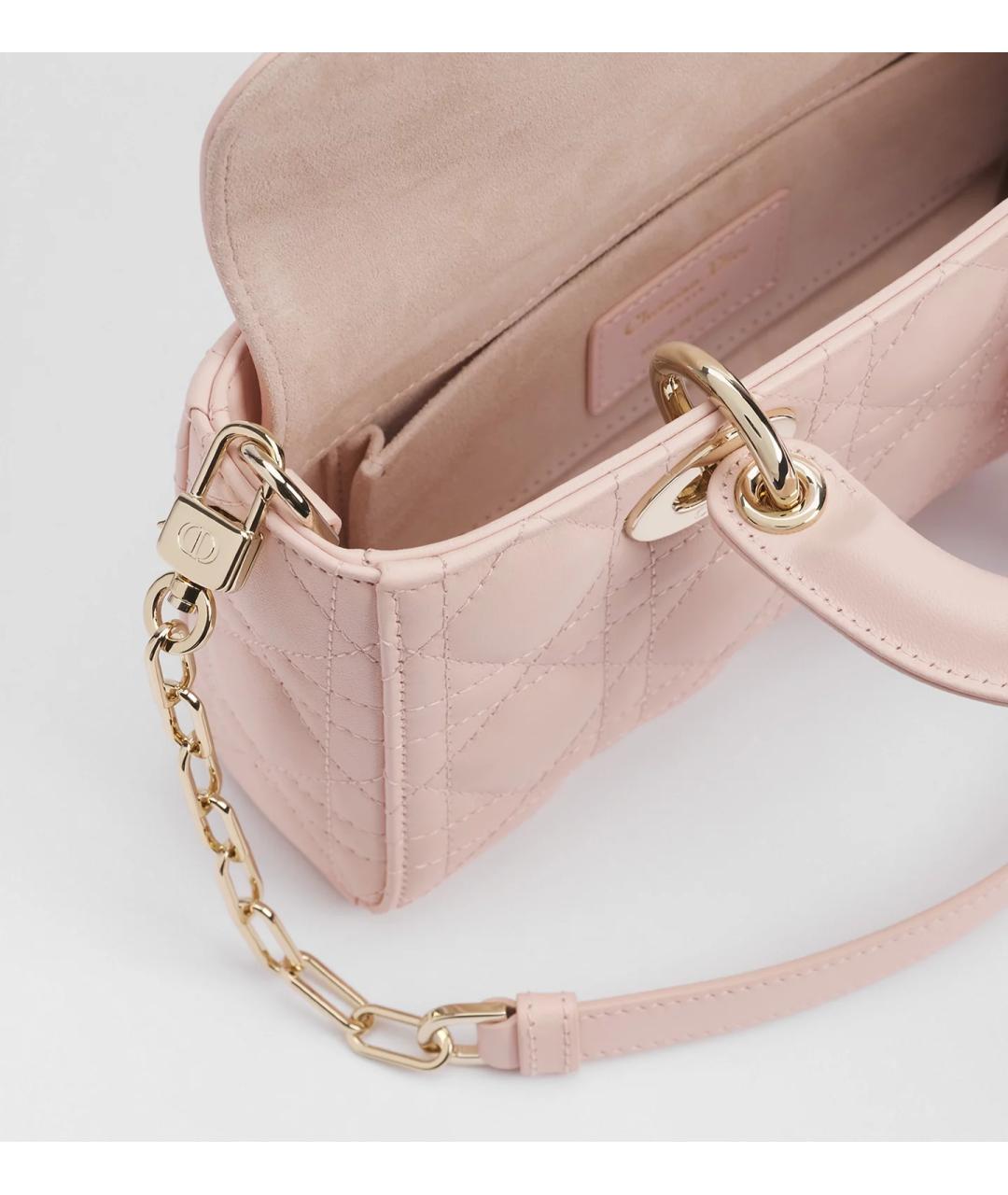 CHRISTIAN DIOR Розовая кожаная сумка с короткими ручками, фото 3