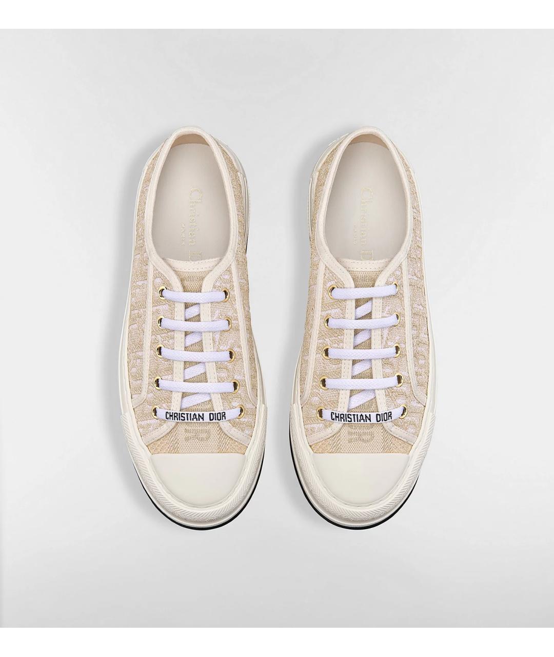 CHRISTIAN DIOR Золотые текстильные кеды, фото 3