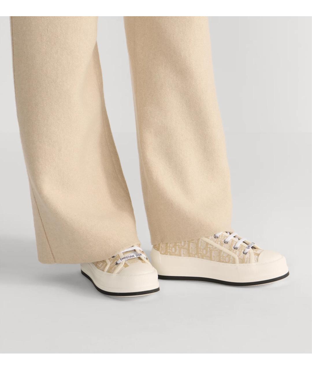 CHRISTIAN DIOR Золотые текстильные кеды, фото 2