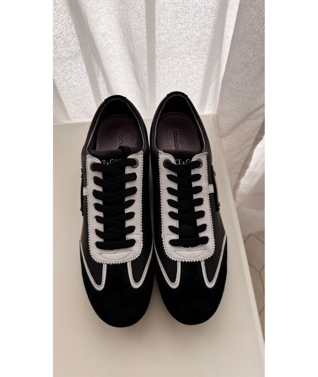 DOLCE&GABBANA Черные замшевые низкие кроссовки / кеды, фото 2