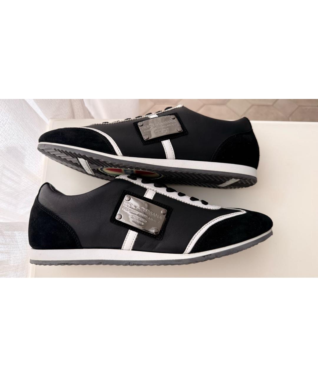 DOLCE&GABBANA Черные замшевые низкие кроссовки / кеды, фото 5