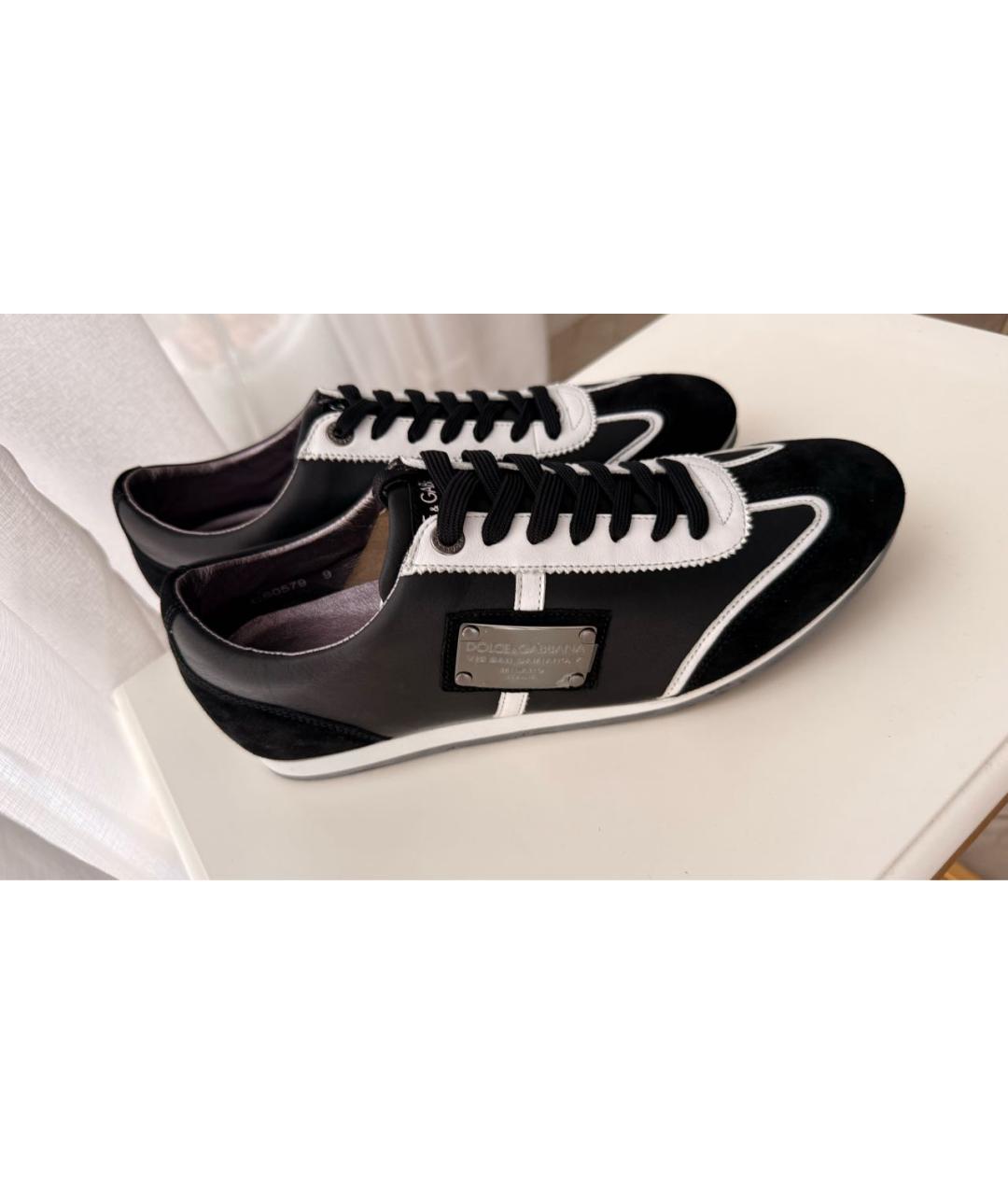 DOLCE&GABBANA Черные замшевые низкие кроссовки / кеды, фото 6
