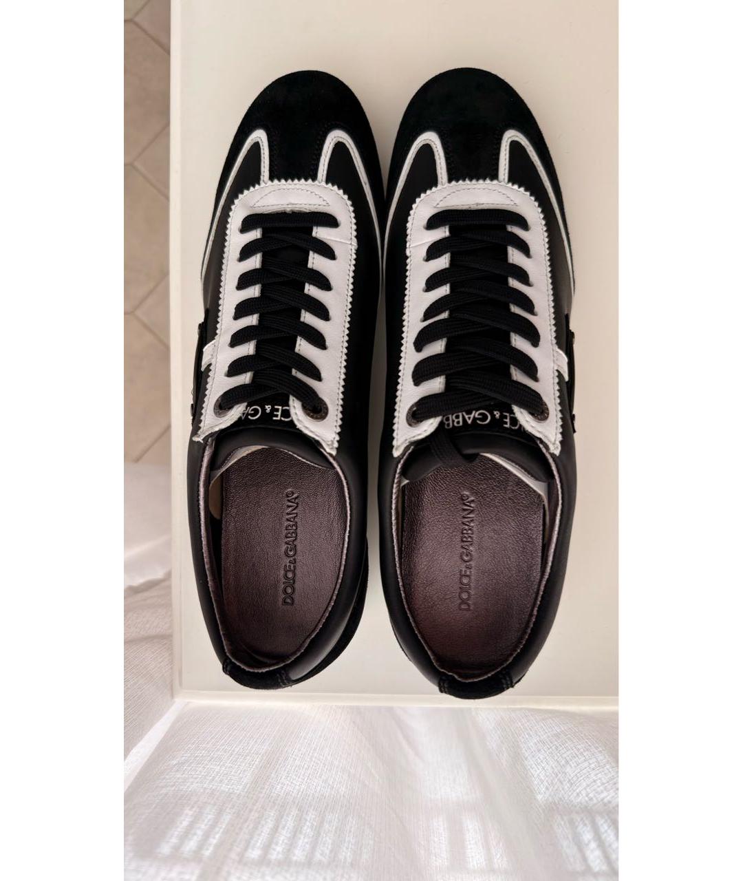 DOLCE&GABBANA Черные замшевые низкие кроссовки / кеды, фото 3