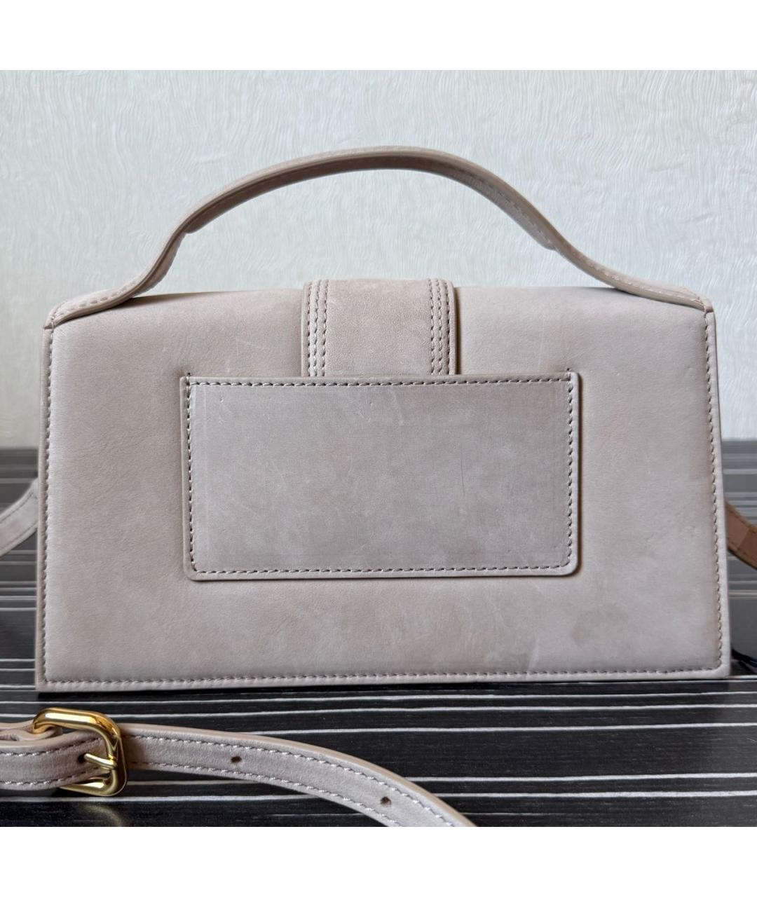 JACQUEMUS Бежевая замшевая сумка с короткими ручками, фото 3