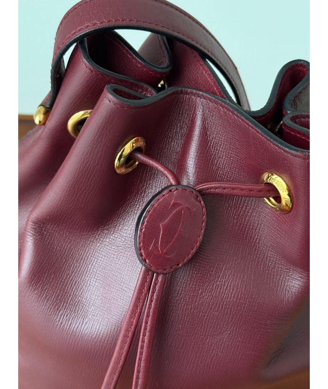 CARTIER Бордовая кожаная сумка тоут, фото 5
