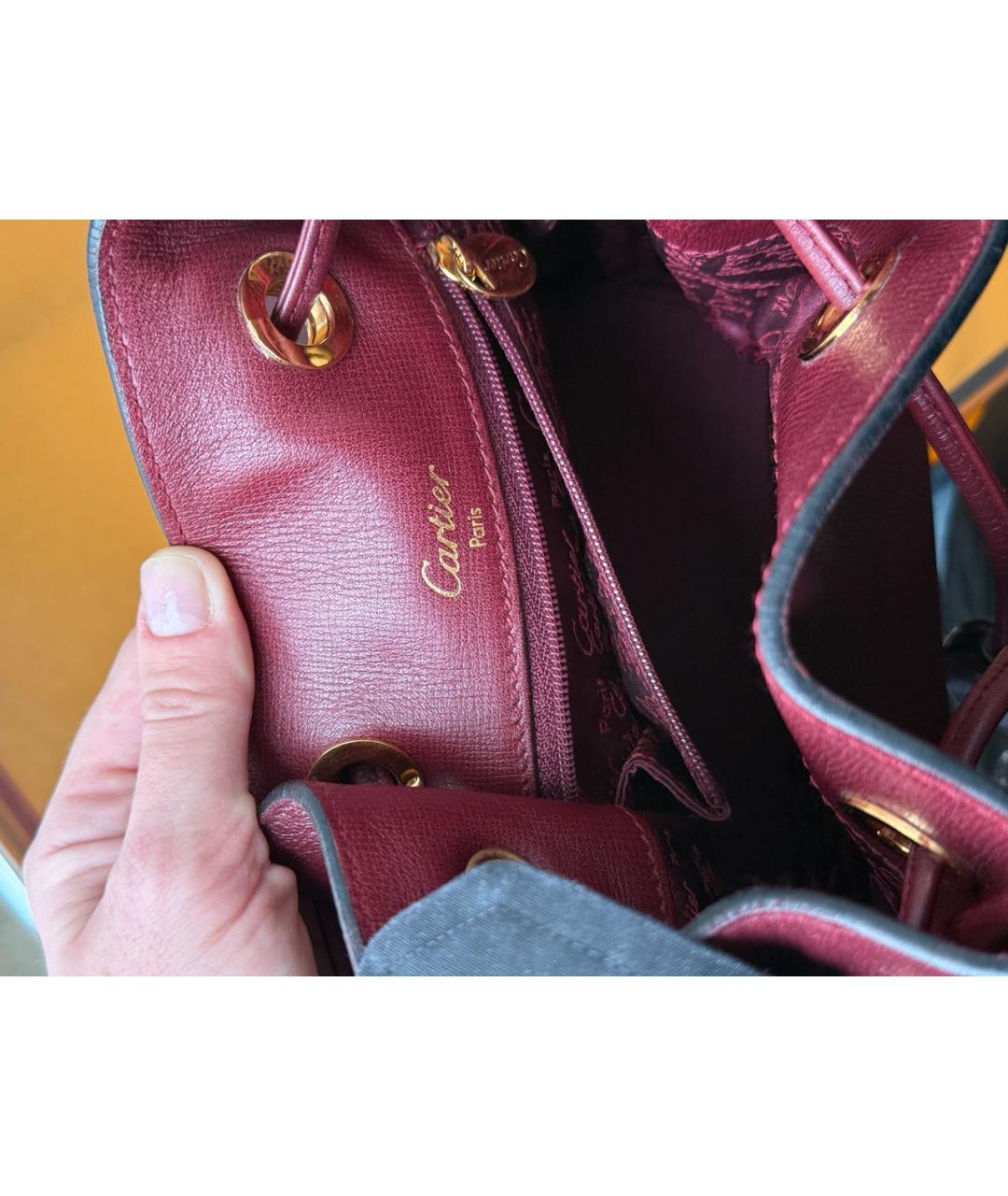 CARTIER Бордовая кожаная сумка тоут, фото 7