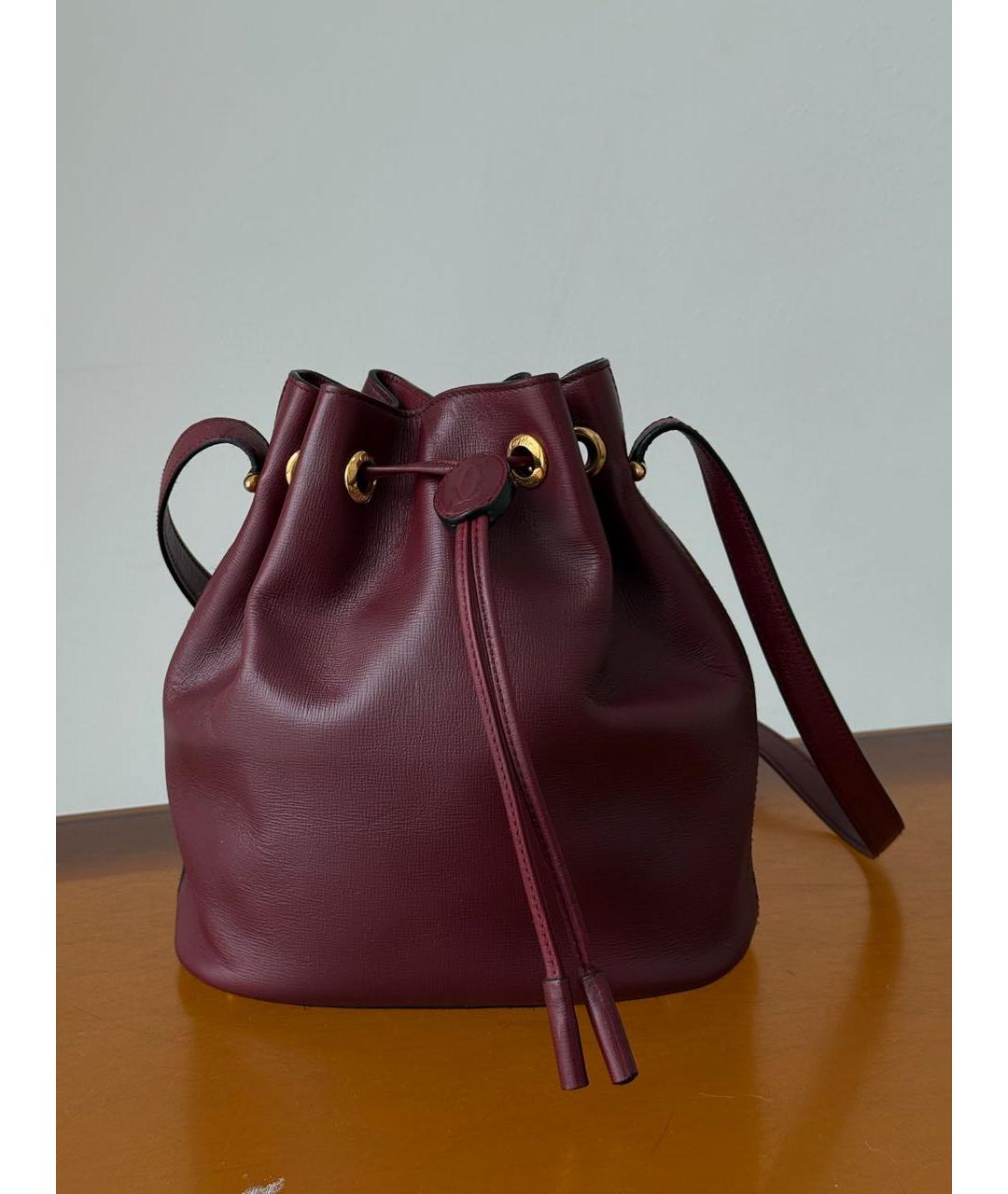 CARTIER Бордовая кожаная сумка тоут, фото 8