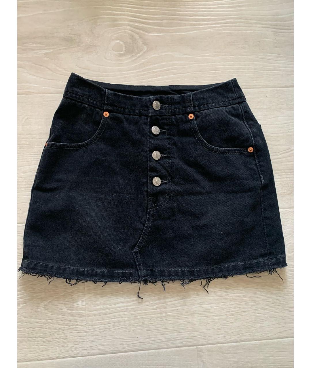 MM6 MAISON MARGIELA Черная хлопковая юбка мини, фото 8