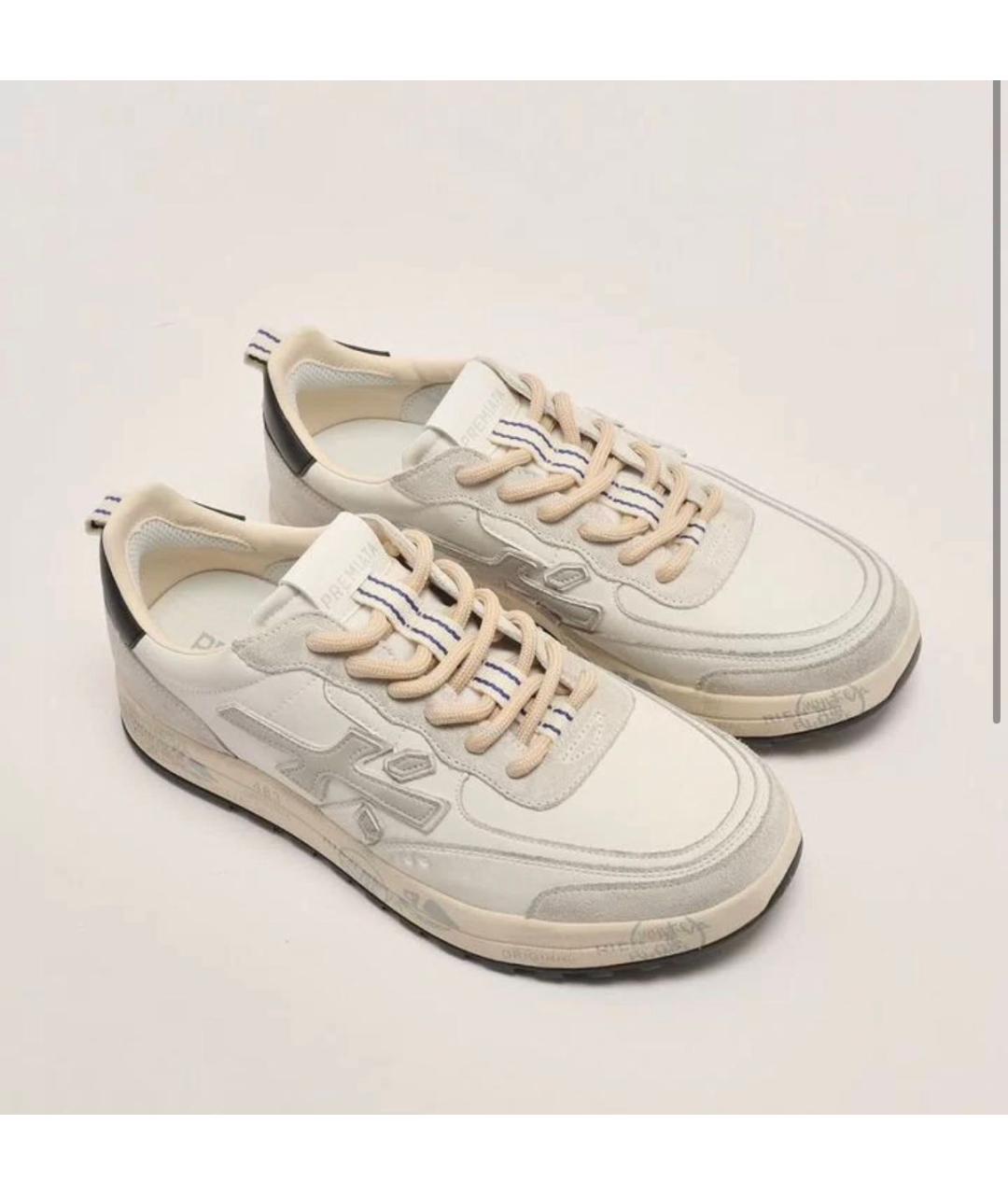 PREMIATA Бежевые кожаные низкие кроссовки / кеды, фото 2