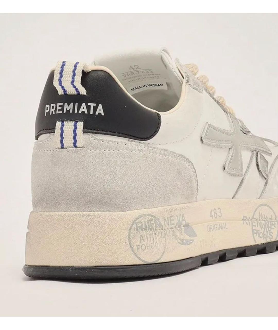 PREMIATA Бежевые кожаные низкие кроссовки / кеды, фото 4