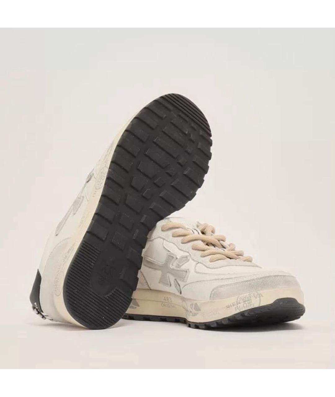 PREMIATA Бежевые кожаные низкие кроссовки / кеды, фото 3