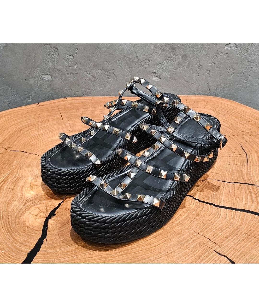 VALENTINO Черные кожаные босоножки, фото 2