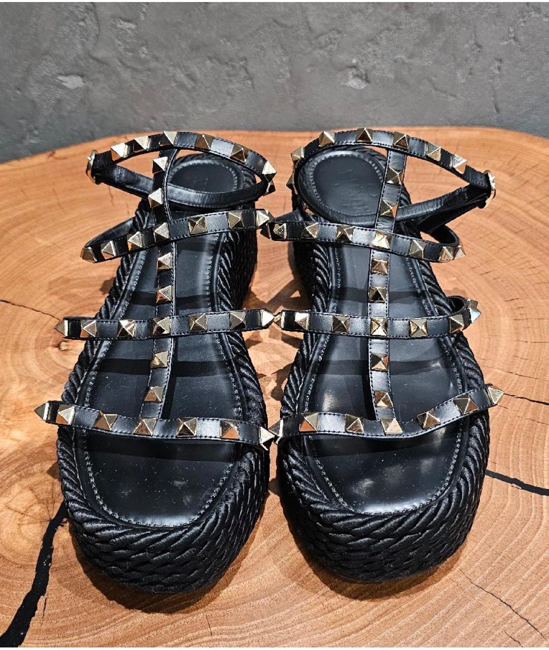 VALENTINO Черные кожаные босоножки, фото 6