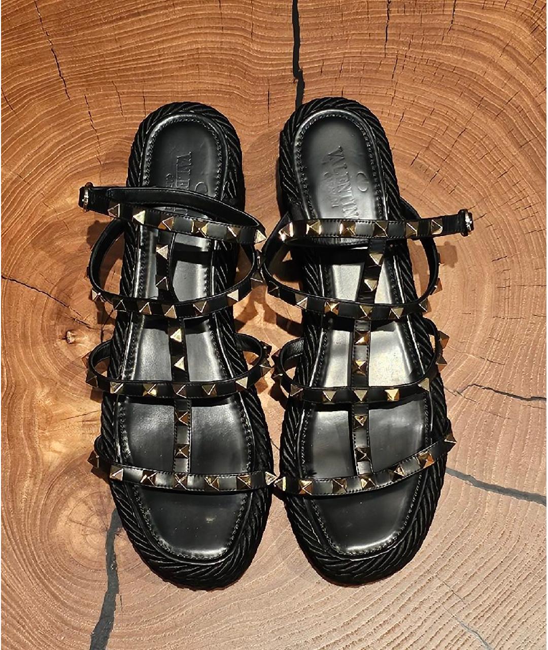 VALENTINO Черные кожаные босоножки, фото 3