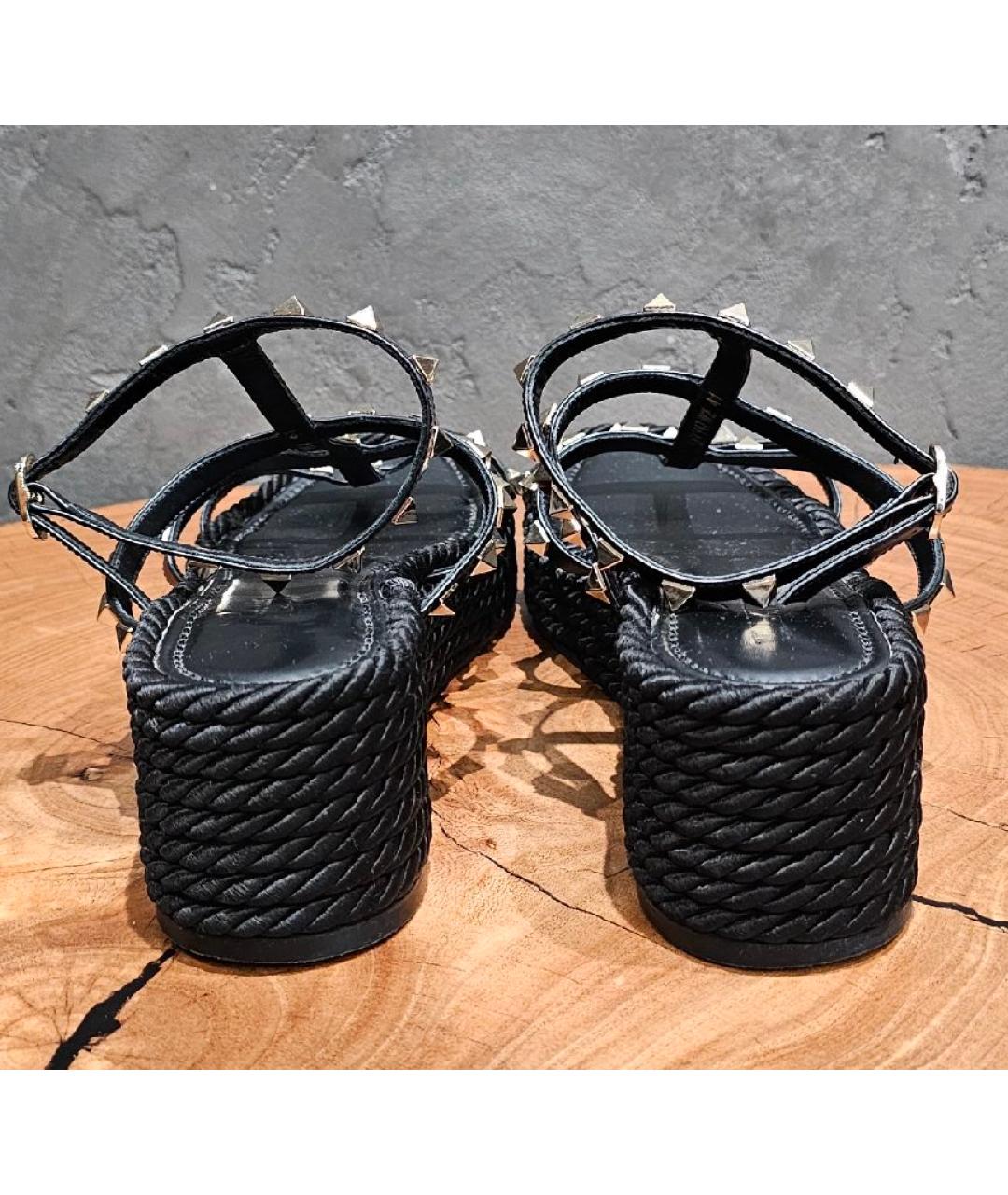 VALENTINO Черные кожаные босоножки, фото 4