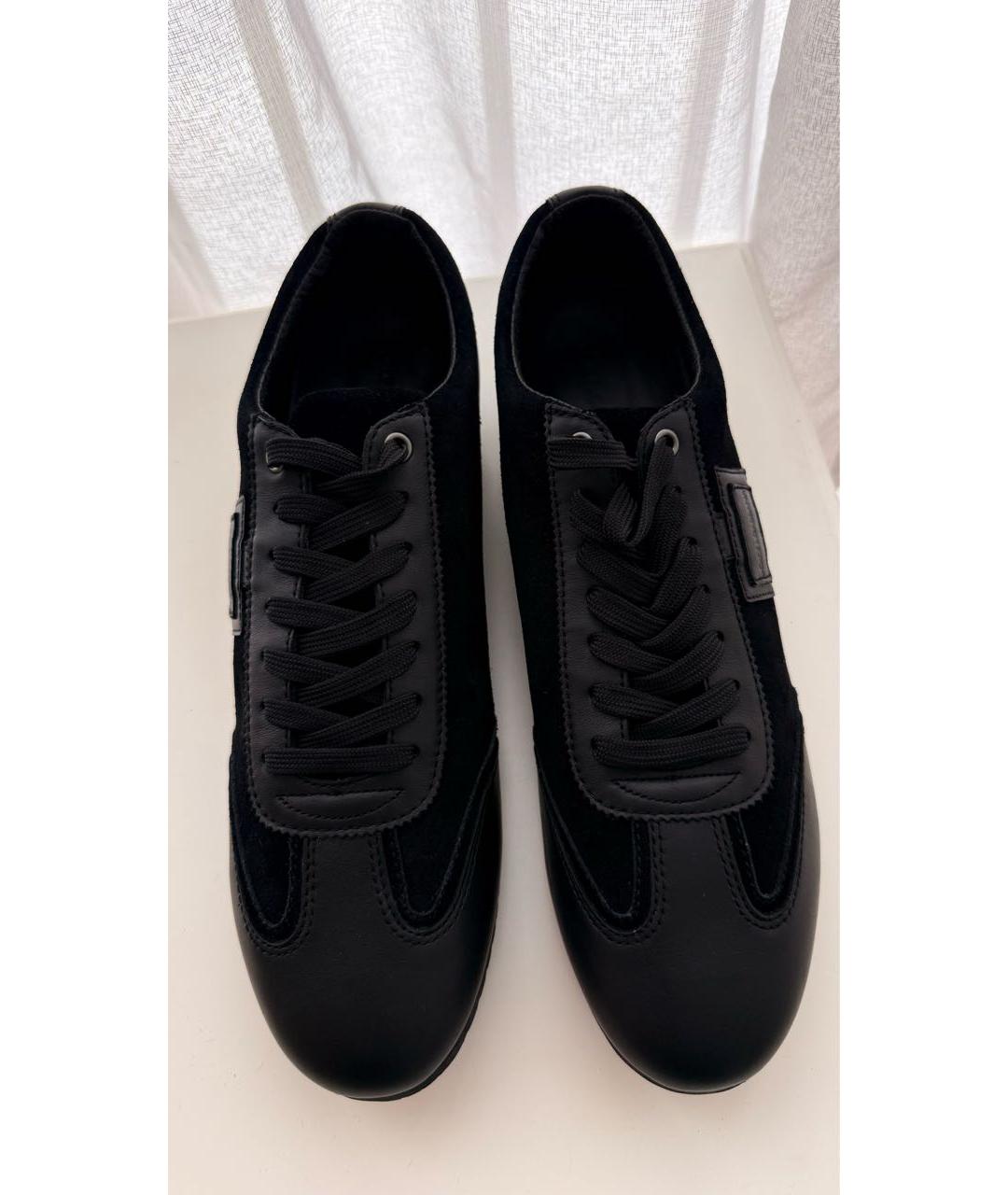 DOLCE&GABBANA Черные замшевые низкие кроссовки / кеды, фото 2