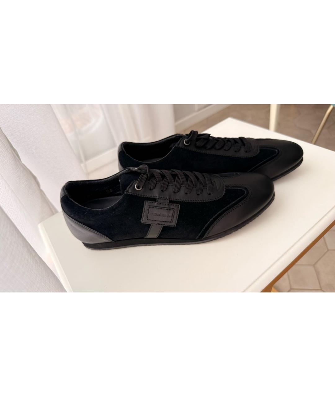 DOLCE&GABBANA Черные замшевые низкие кроссовки / кеды, фото 6