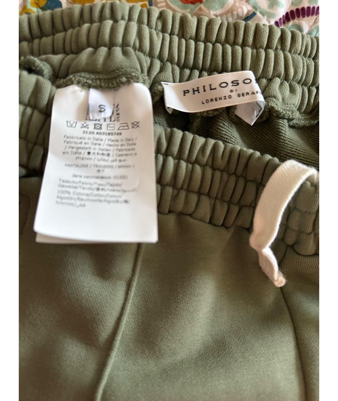 PHILOSOPHY DI LORENZO SERAFINI Зеленые хлопковые спортивные брюки и шорты, фото 3