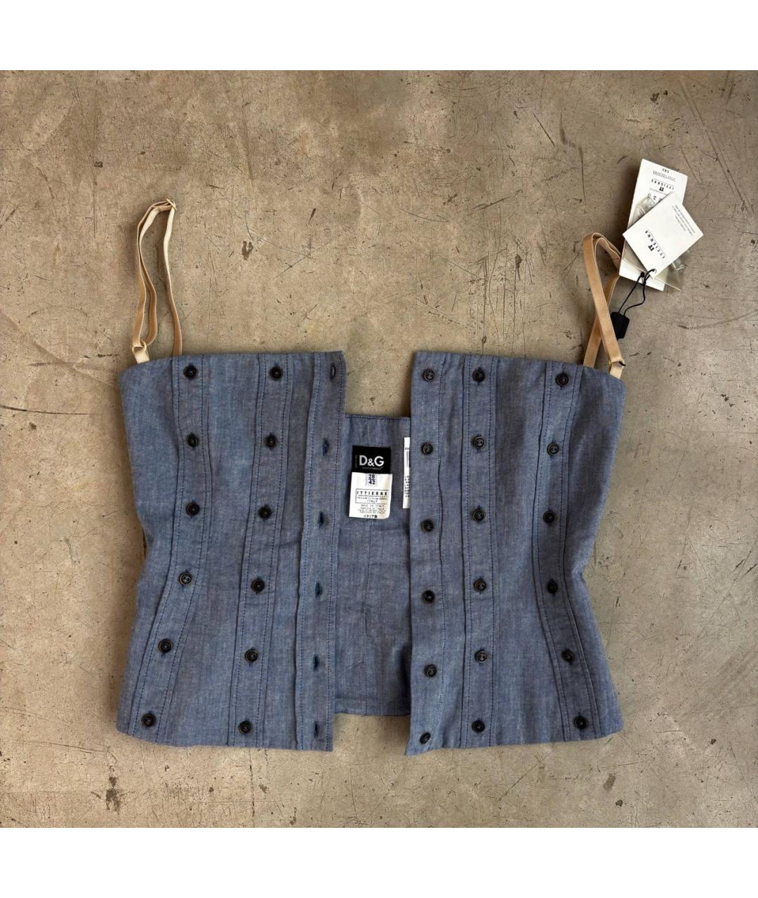 DOLCE&GABBANA Голубой хлопковый корсет, фото 2