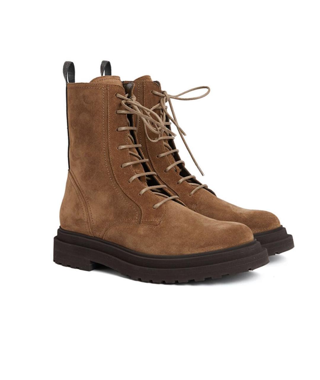 BRUNELLO CUCINELLI Бежевые замшевые ботинки, фото 2