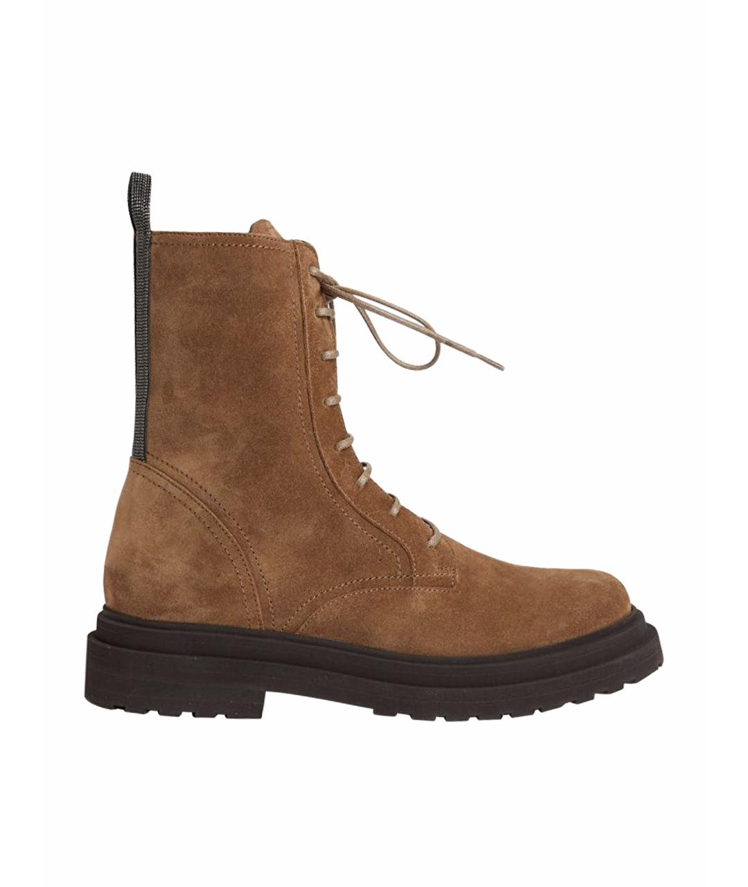 BRUNELLO CUCINELLI Бежевые замшевые ботинки, фото 1