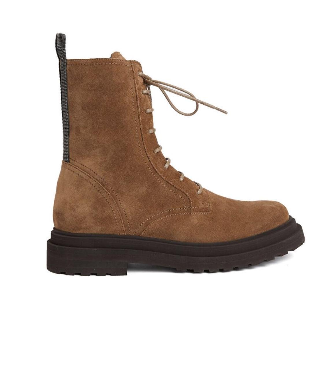 BRUNELLO CUCINELLI Бежевые замшевые ботинки, фото 6