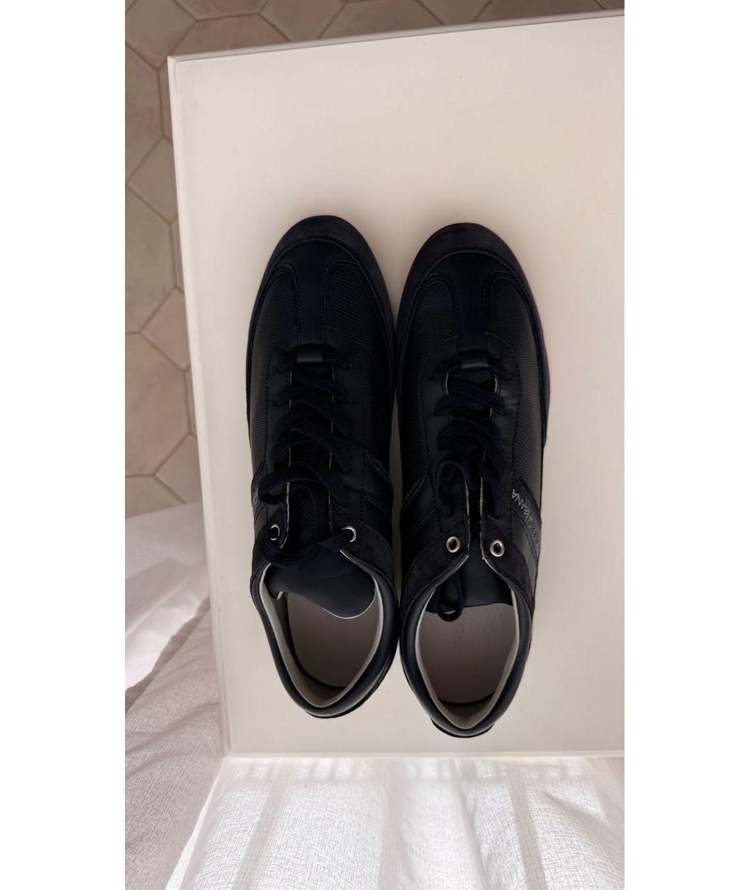 DOLCE&GABBANA Темно-синие кожаные низкие кроссовки / кеды, фото 3