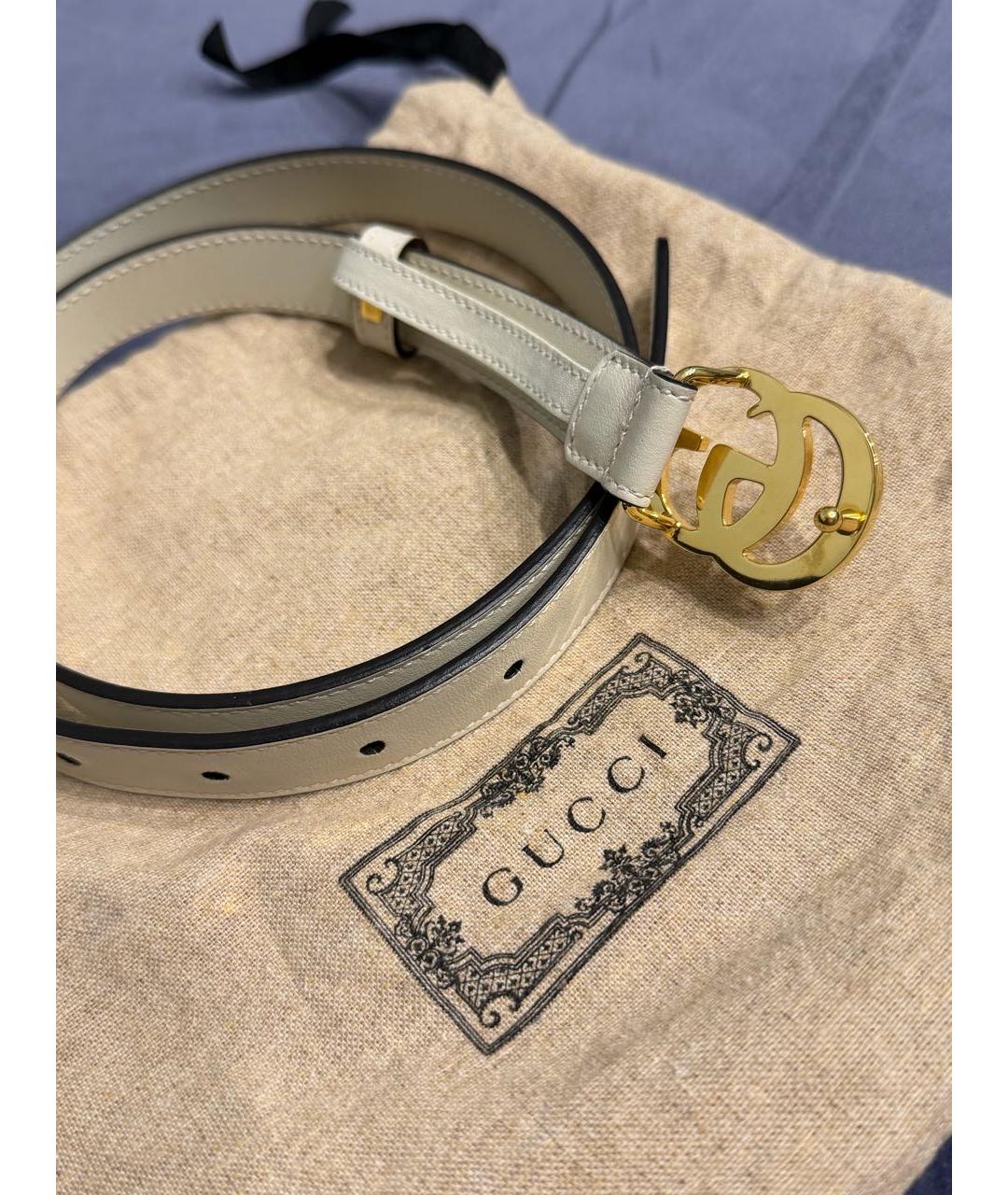 GUCCI Бежевый кожаный ремень, фото 2