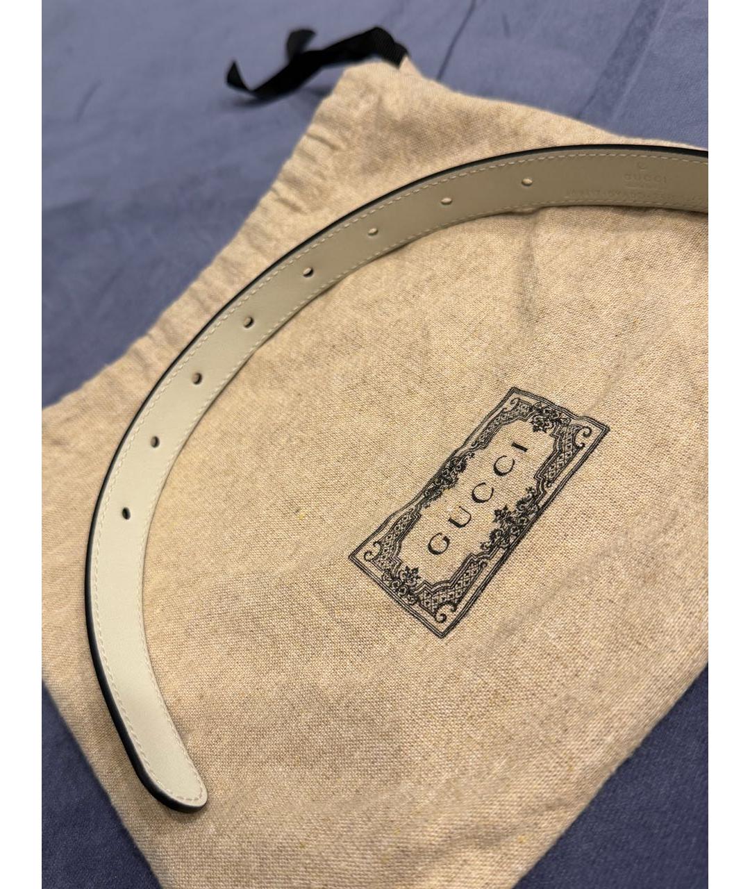 GUCCI Бежевый кожаный ремень, фото 4