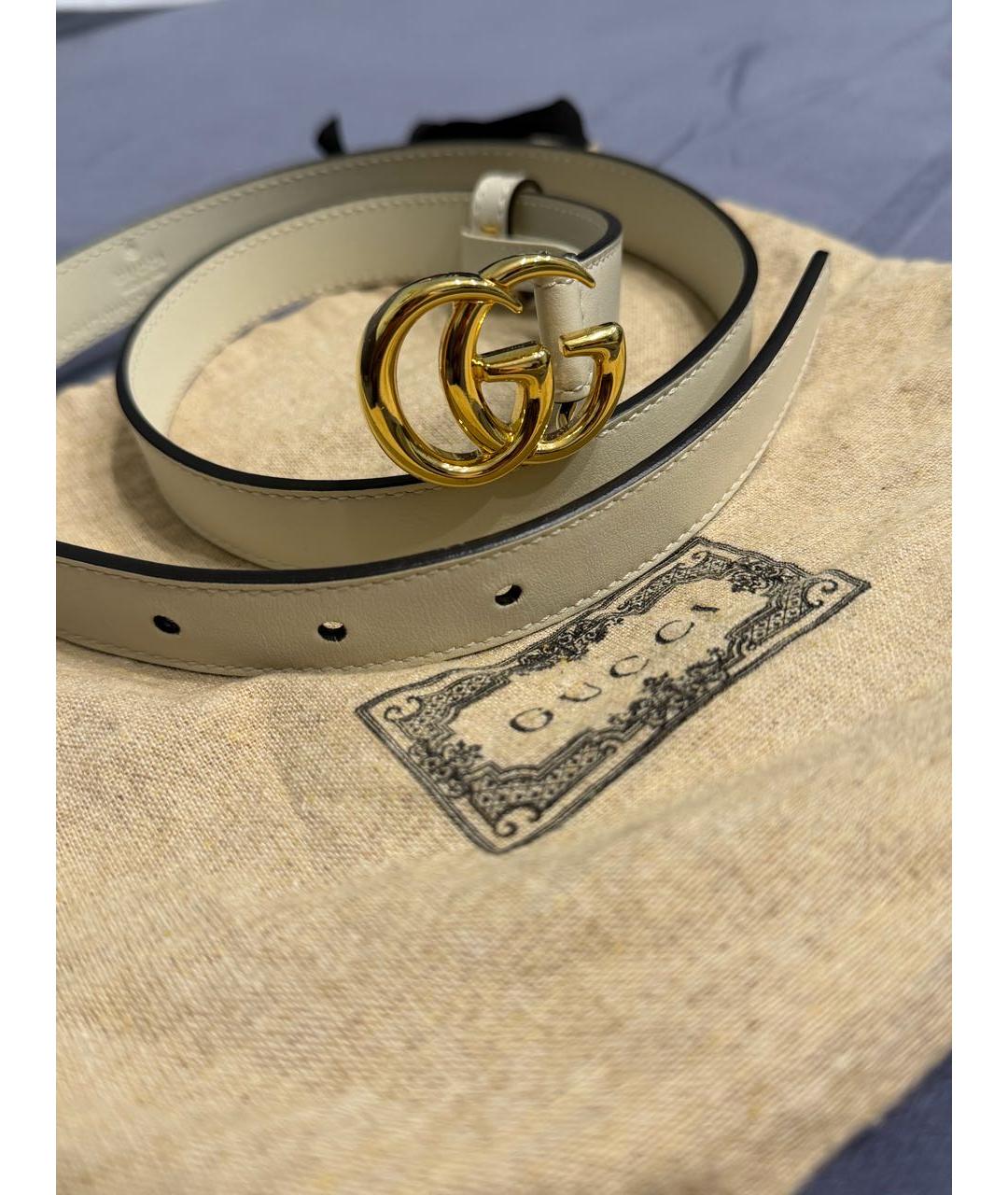 GUCCI Бежевый кожаный ремень, фото 6