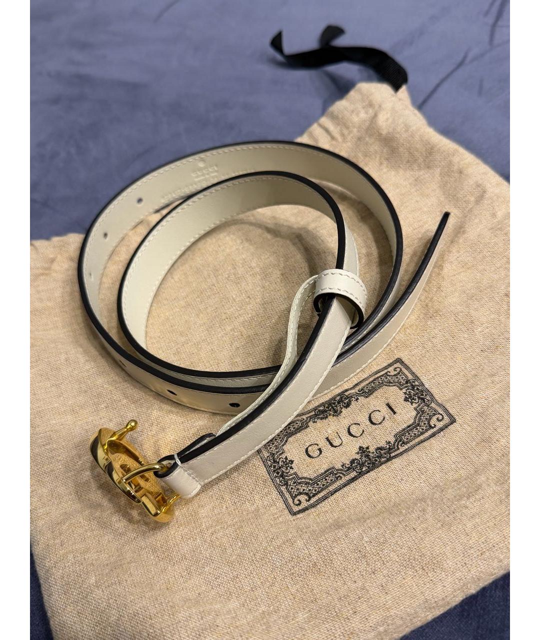 GUCCI Бежевый кожаный ремень, фото 5