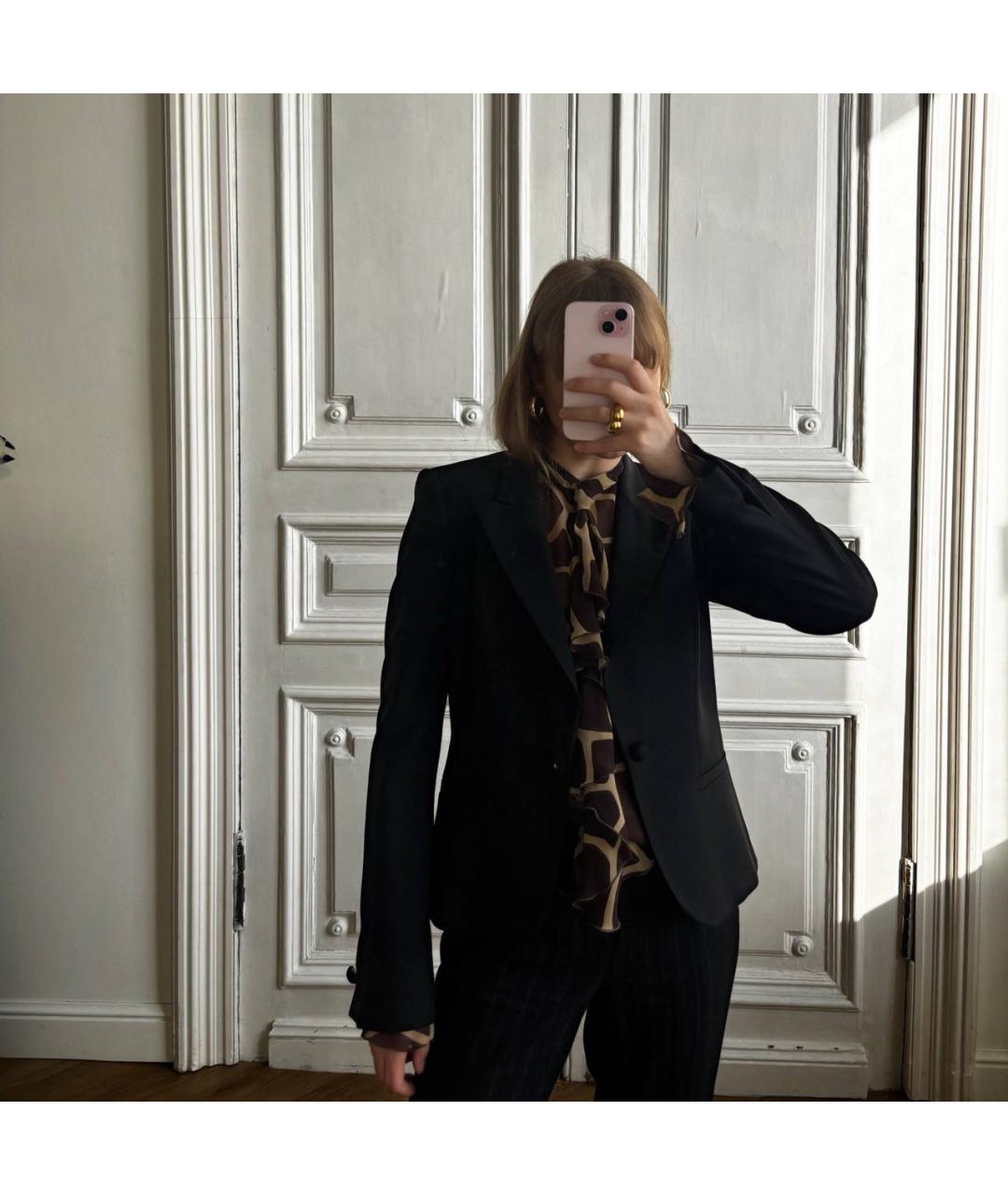 ROBERTO CAVALLI Черный шерстяной жакет/пиджак, фото 4