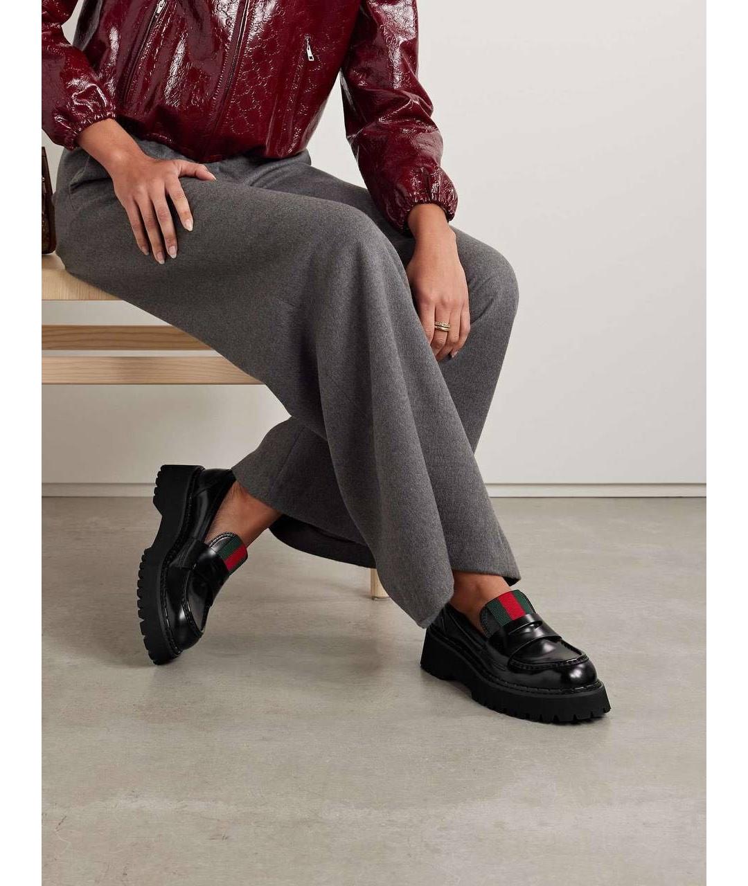 GUCCI Черные лоферы из лакированной кожи, фото 5