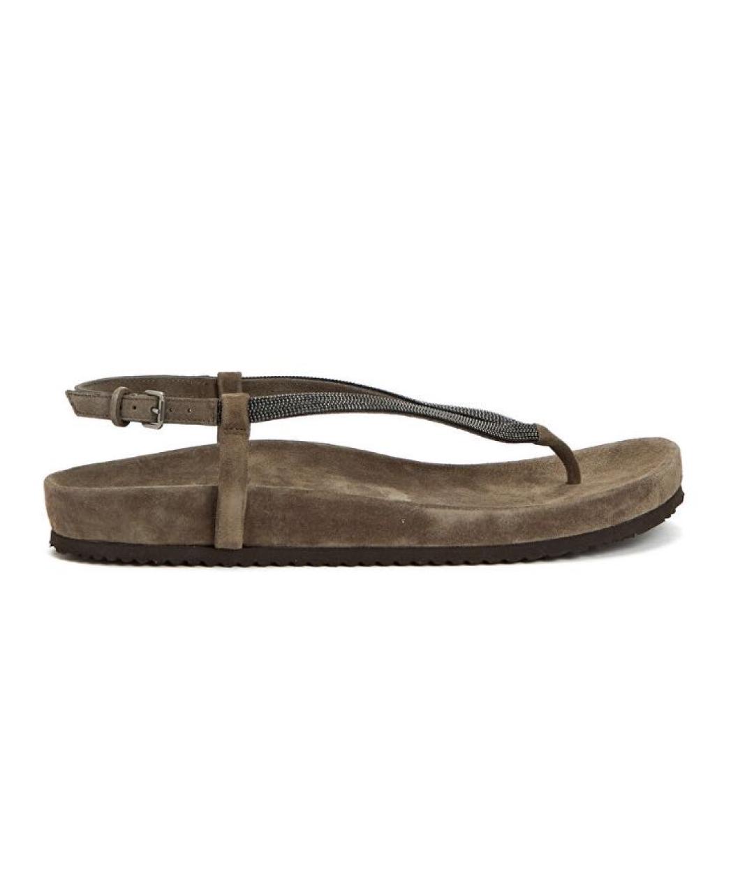 BRUNELLO CUCINELLI Серые замшевые сандалии, фото 6