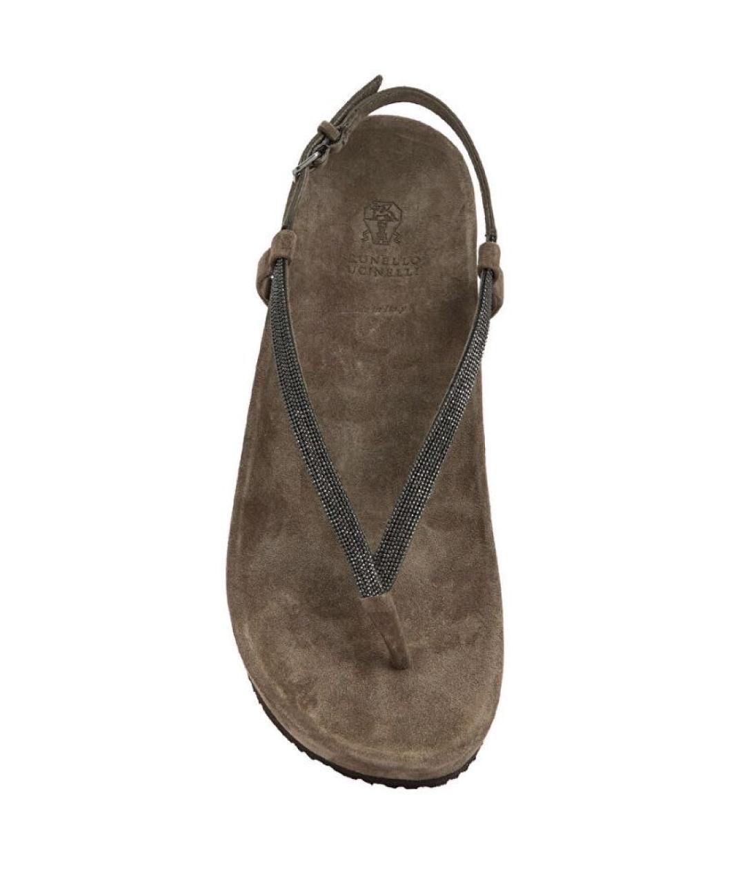 BRUNELLO CUCINELLI Серые замшевые сандалии, фото 4