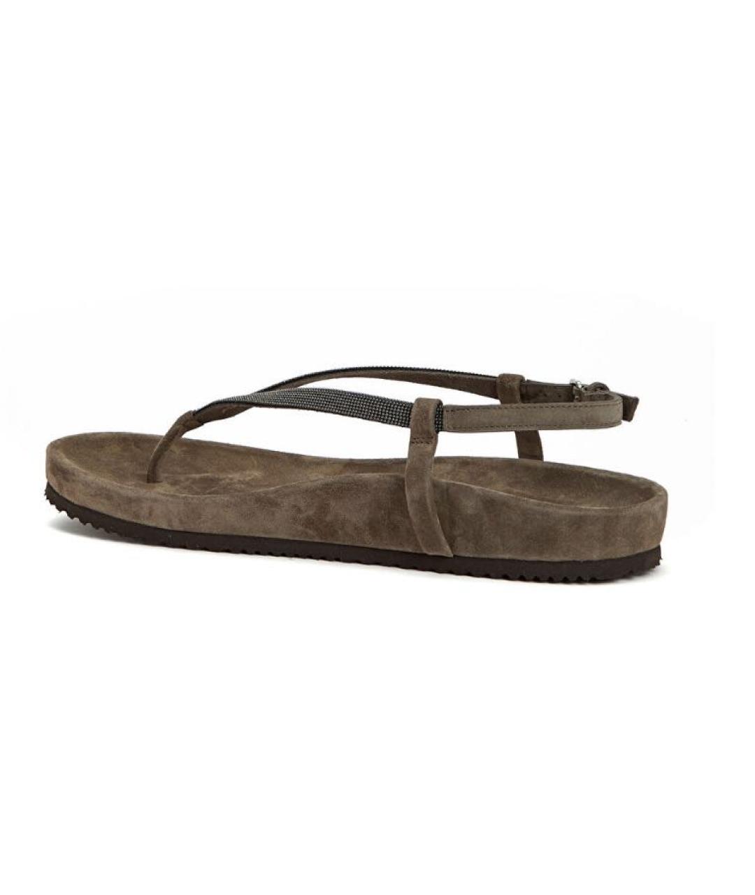 BRUNELLO CUCINELLI Серые замшевые сандалии, фото 3