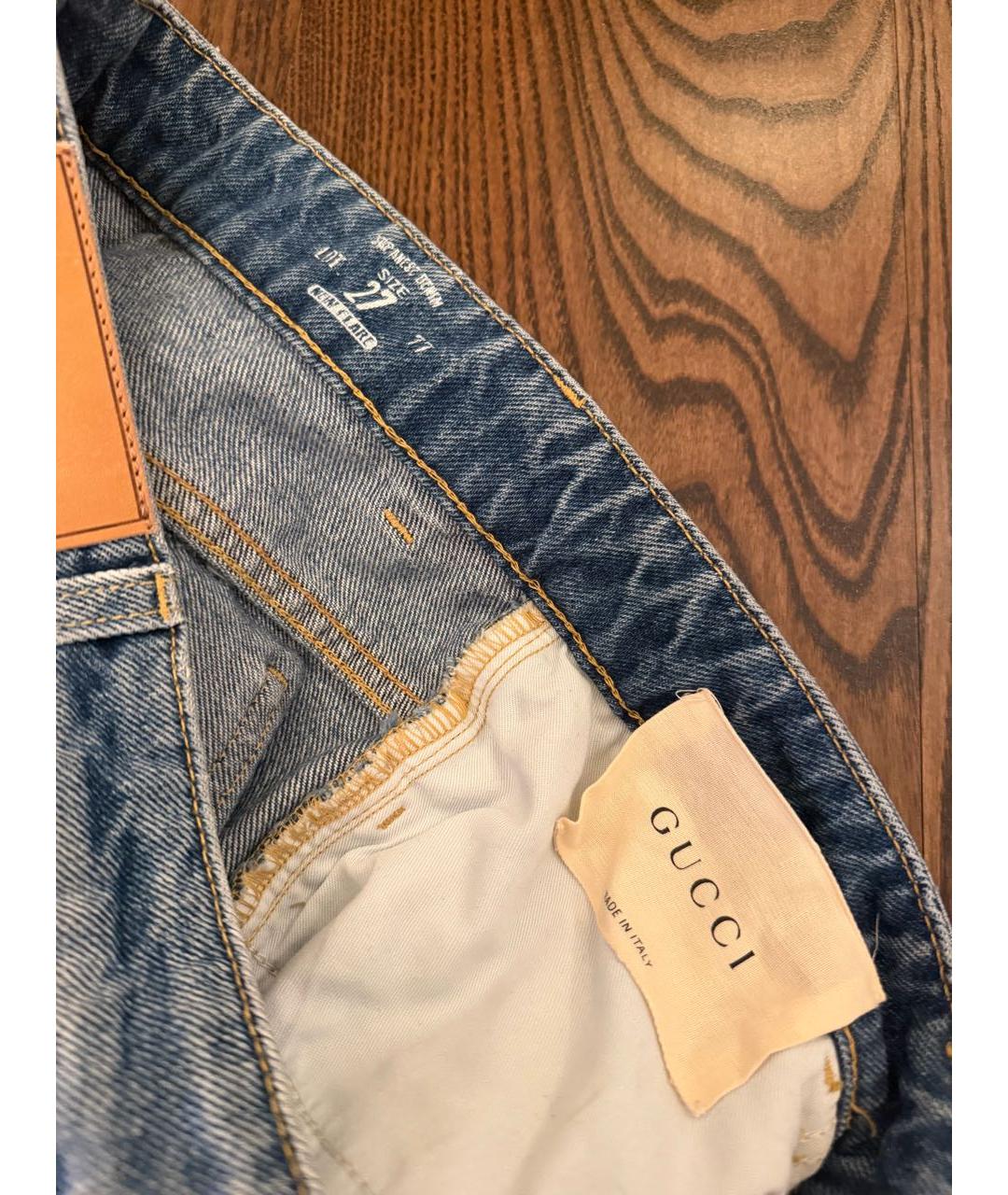 GUCCI Синие хлопковые джинсы клеш, фото 2