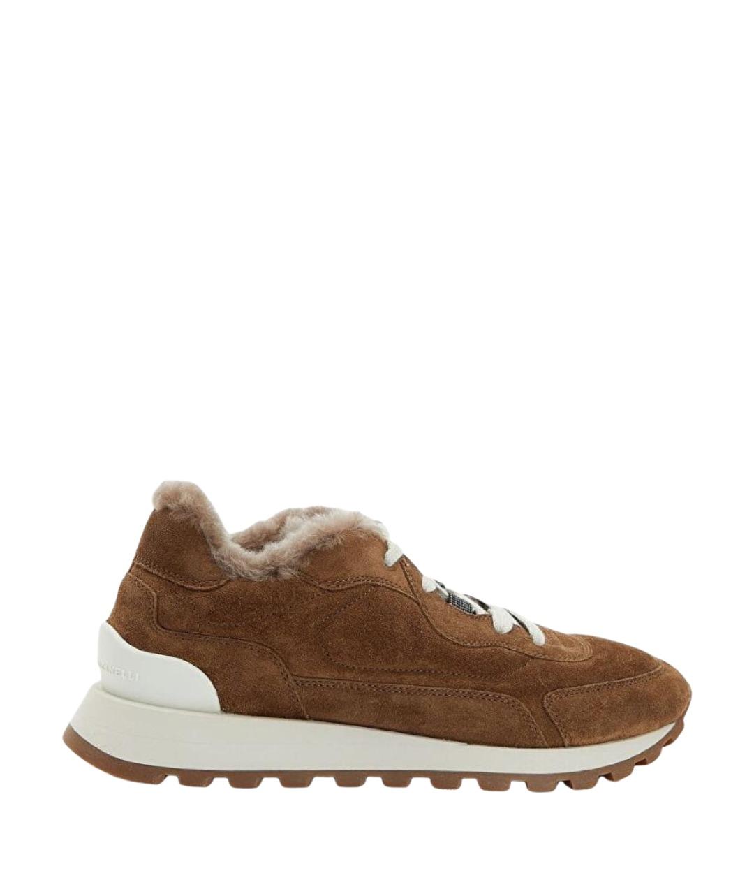 BRUNELLO CUCINELLI Коричневые замшевые кроссовки, фото 1