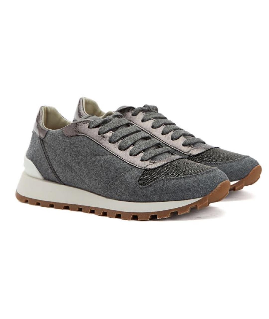 BRUNELLO CUCINELLI Серые текстильные кроссовки, фото 2