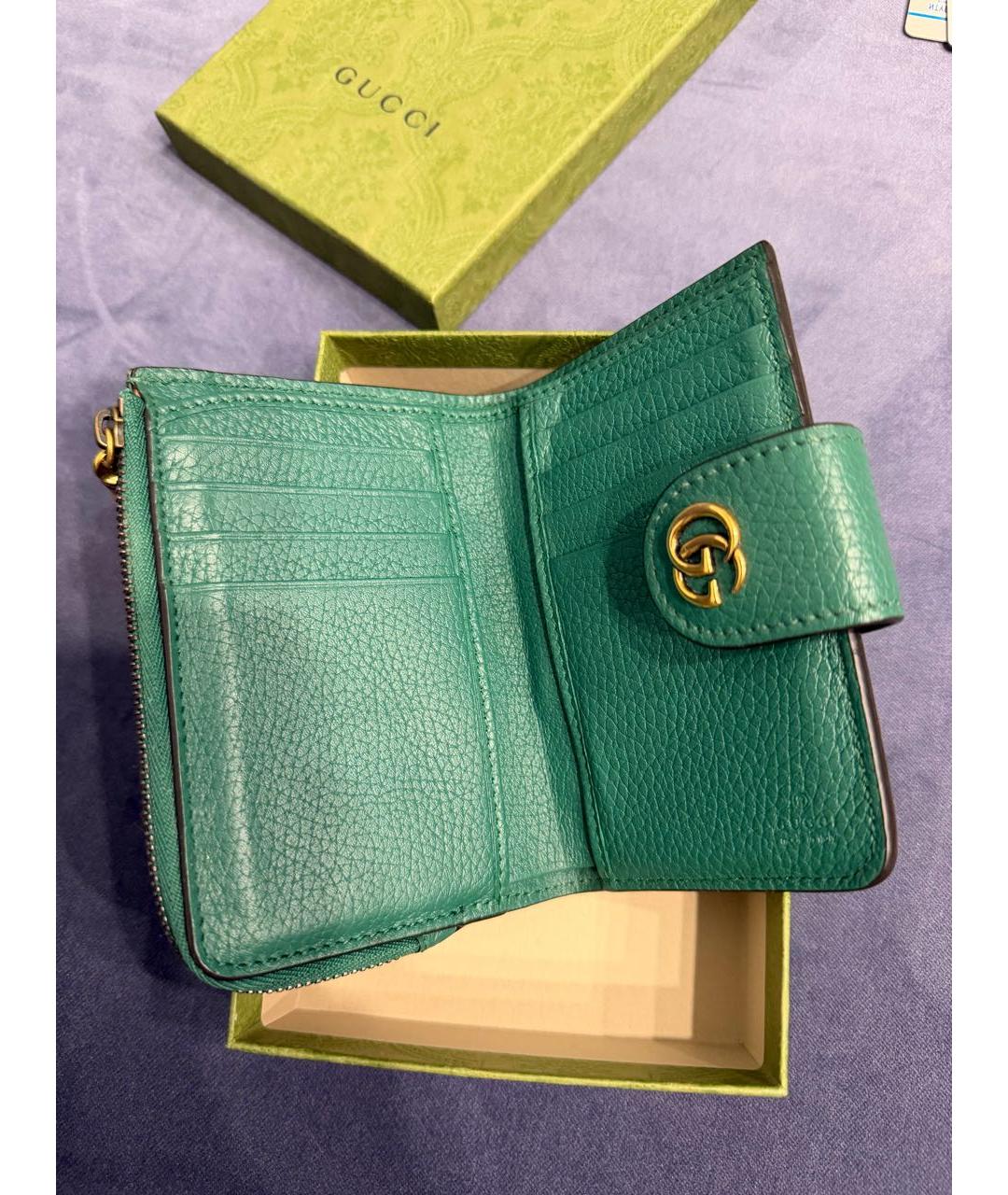 GUCCI Зеленый кожаный кошелек, фото 2