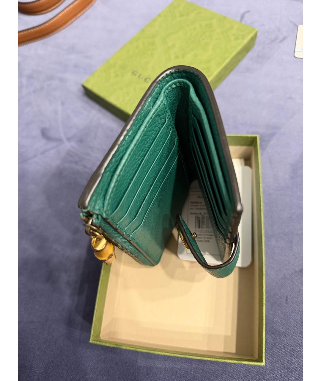 GUCCI Зеленый кожаный кошелек, фото 5