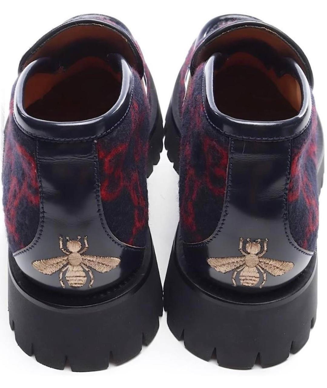 GUCCI Темно-синие текстильные лоферы, фото 4