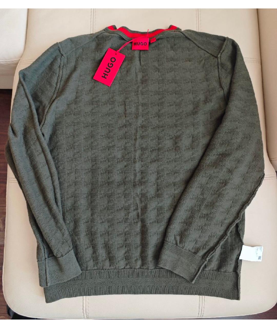 HUGO Хаки хлопковый джемпер / свитер, фото 3